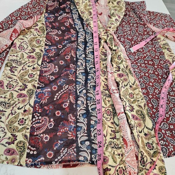 Soft Surroundings Langdon Button Down Tie Paisley Shirt Small Boho Mixed Print - Picture 10 of 10